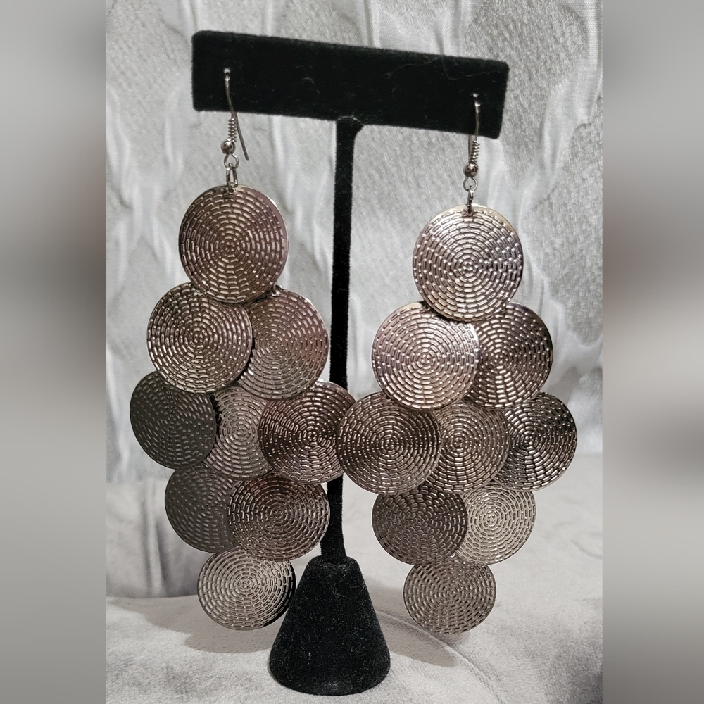Five Tiered | Disc Earrings | Gunmetal Color